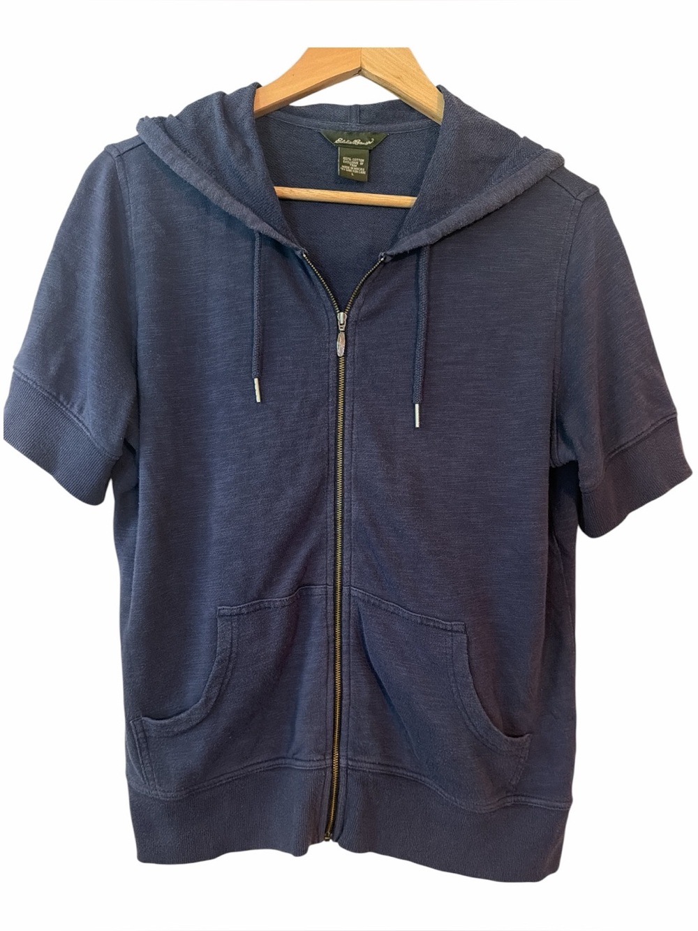 Eddie Bauer Y2K Lounge Short Sleeve Full Zip Hoodie Women’s Large 100% Cotton